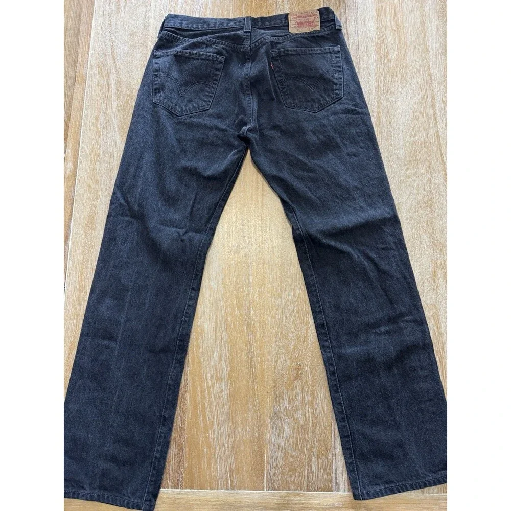 Levis 501 Original Fit Jeans Mens 34x32 Faded Black Denim Straight Button Fly